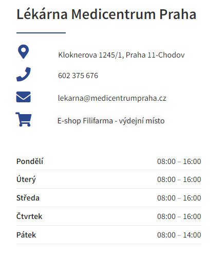 Provozní doba výdejního místa eshopu Filifarma.cz na léto 2024